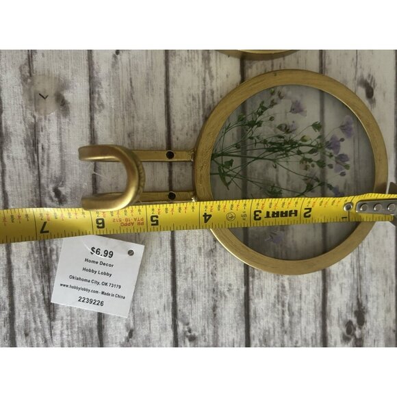 Hobby Lobby Purple Flowers Gold Metal Wall Hook Round PAIR - Picture 7 of 8